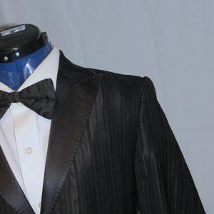 Dior Homme Hedi Slimane FW 05 Black Striped One Button Peak Lapel Tuxedo 36 NWT